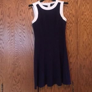 Navy blue and white zipper dress